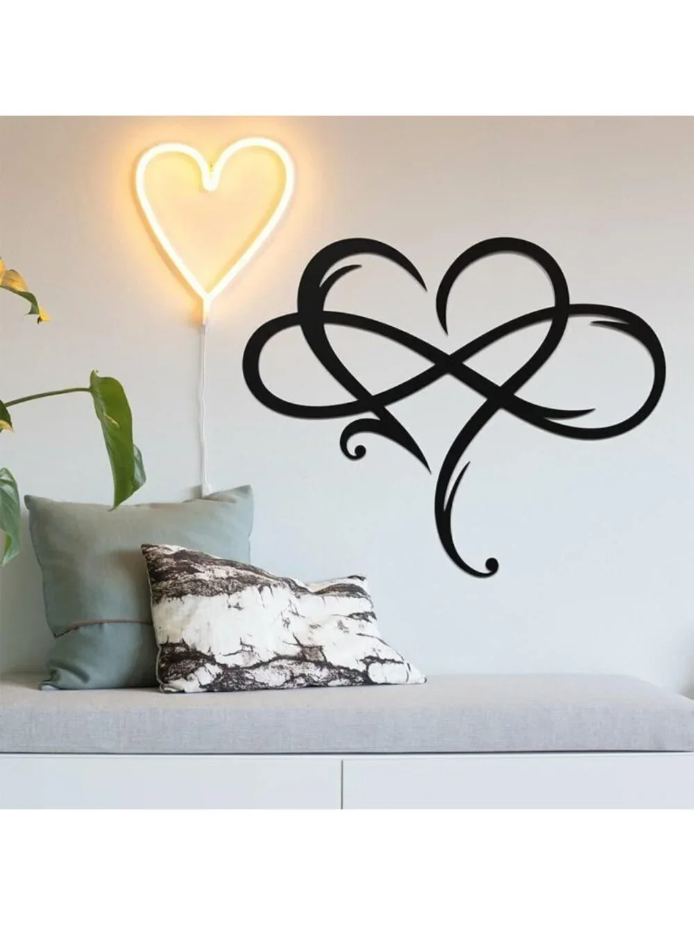 Unique Infinity Heart Metal Wall Art Decor - Love Sign for Home & Wedding